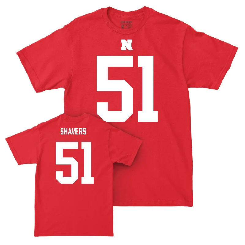 Football Jersey With School Logo & Number-Nebraska Football Red Shirsey Tee  - Vincent Shavers