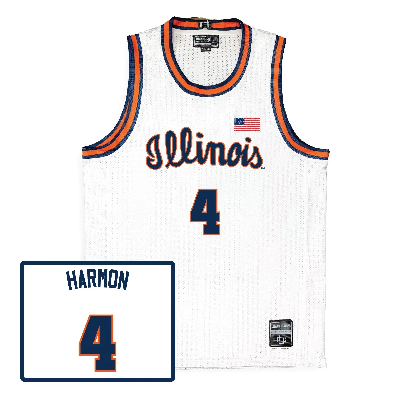 Basketball Jersey For Local Sports Events-Men's Basketball White Script Jersey - Justin Harmon | #4