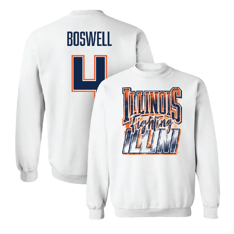 Custom Basketball Jersey For Fanatics & Enthusiasts-White Illinois Graphic Crew  - Kylan Boswell