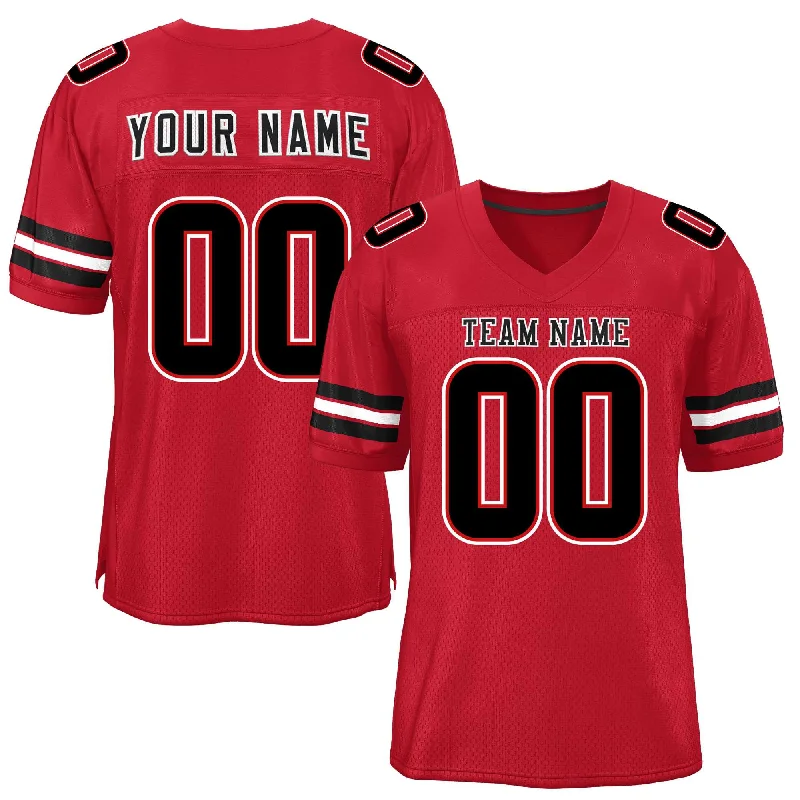 Custom Football Jersey For Professional Teams-Custom Red Black-White Classic Style Mesh Authentic Football Jersey