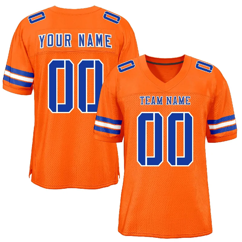 Personalized Football Jersey For School Competitions-Custom Orange Royal-White Classic Style Mesh Authentic Football Jersey