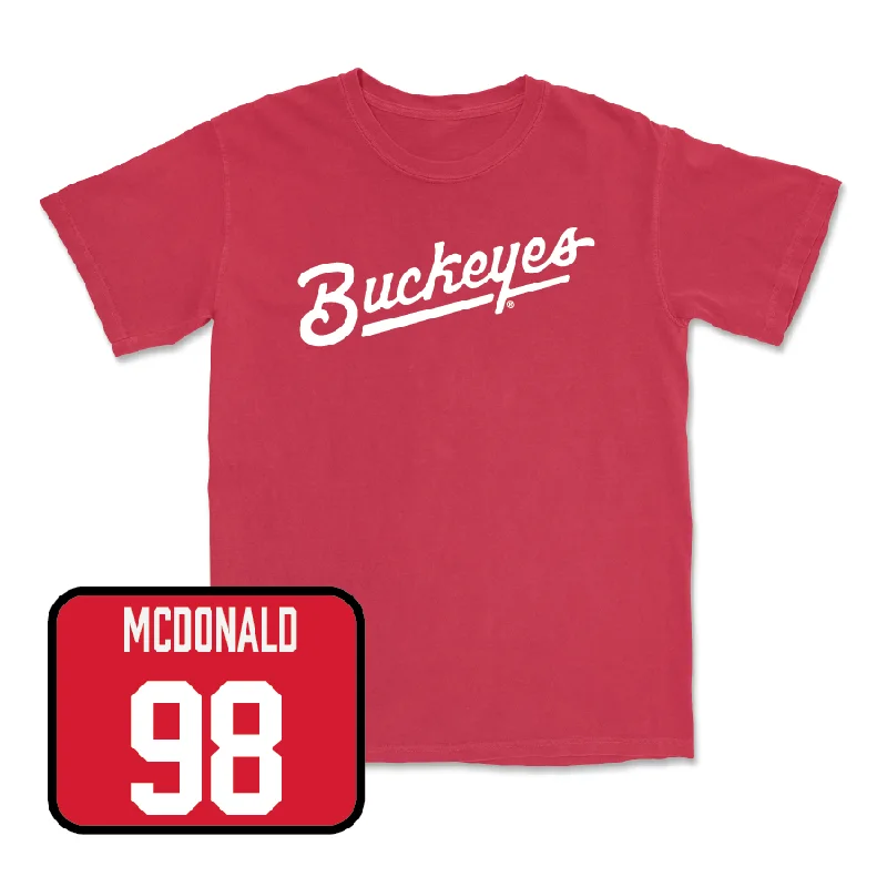 Custom Football Jersey For Sports & Team Loyalty-Red Football Script Tee   - Kayden McDonald