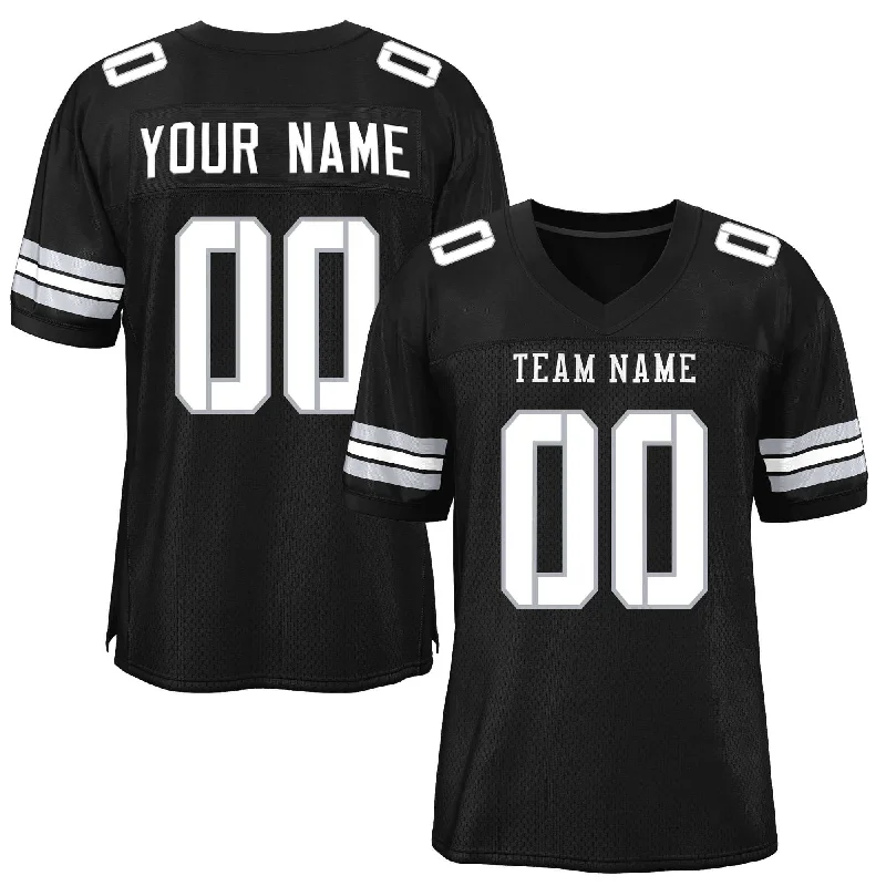 Personalized Football Jersey For Summer Teams-Custom Black White-Gray Classic Style Mesh Authentic Football Jersey