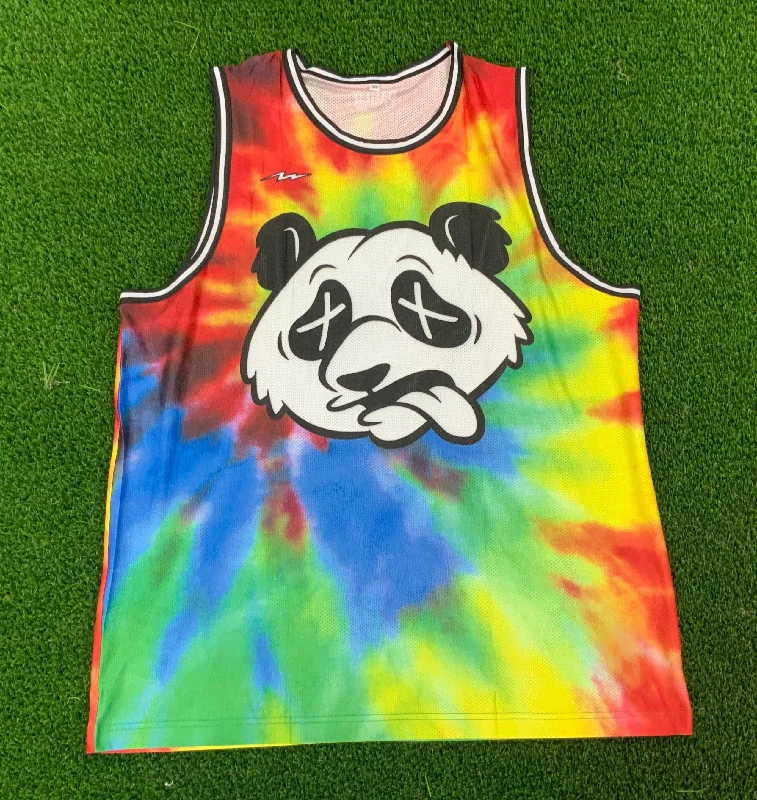 Personalized Basketball Jersey For Coaches-Tie Dye Wasted Panda Tank