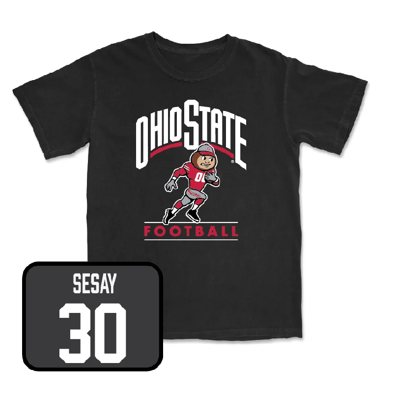 Football Jersey With Player Portrait-Black Football Gridiron Tee   - Rashid Sesay