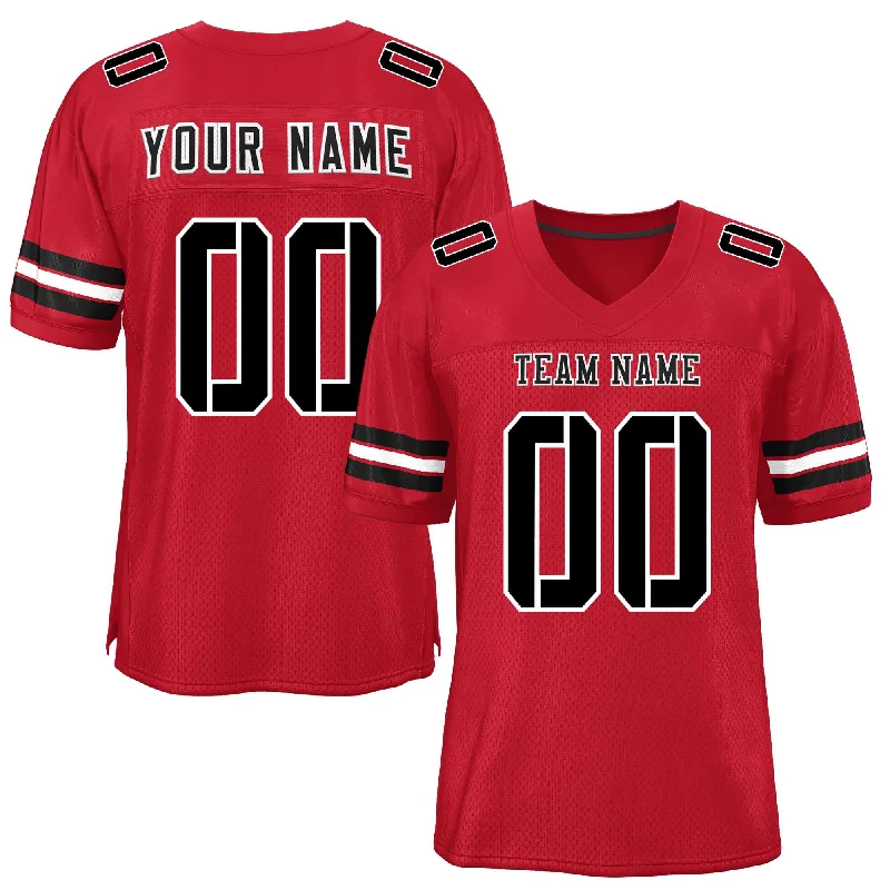 Custom Football Jersey For Group Fundraising Orders-Custom Red Black-White Classic Style Mesh Authentic Football Jersey