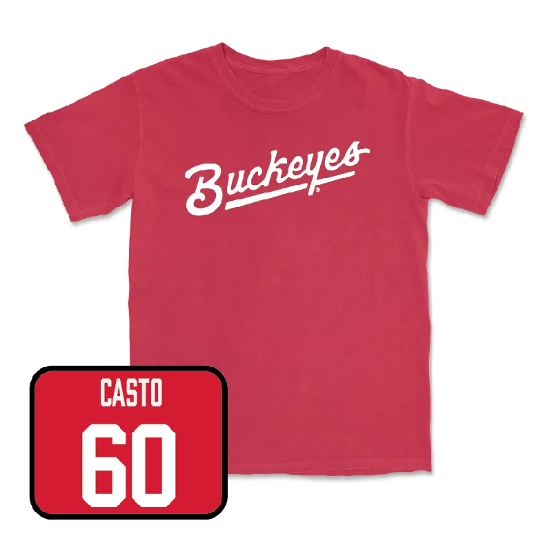 Personalized Football Jersey For Adults-Red Football Script Tee   - Cade Casto