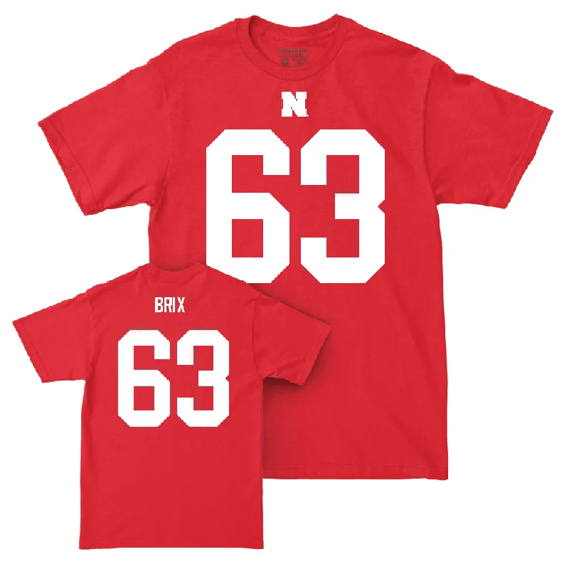 Personalized Football Jersey For School Awards-Nebraska Football Red Shirsey Tee  - Grant Brix