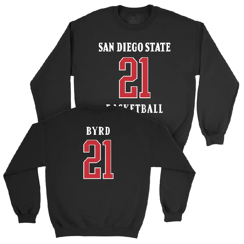 Basketball Jersey For Team Name & Slogan-SDSU Men's Basketball Black Sideline Crew - Miles Byrd #21