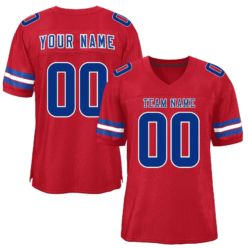 Custom Football Jersey For Fan Groups-Custom Red Royal-White Classic Style Mesh Authentic Football Jersey