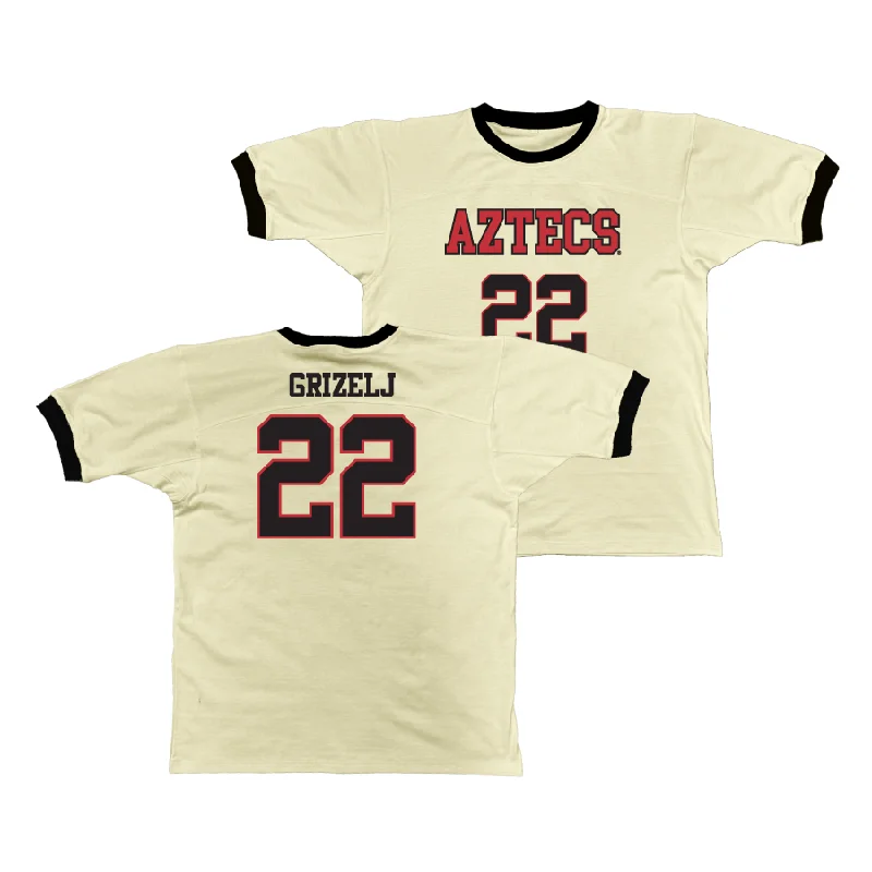 Custom Basketball Jersey For High School Teams-SDSU Retro Ringer Tee - Natalija Grizelj #22