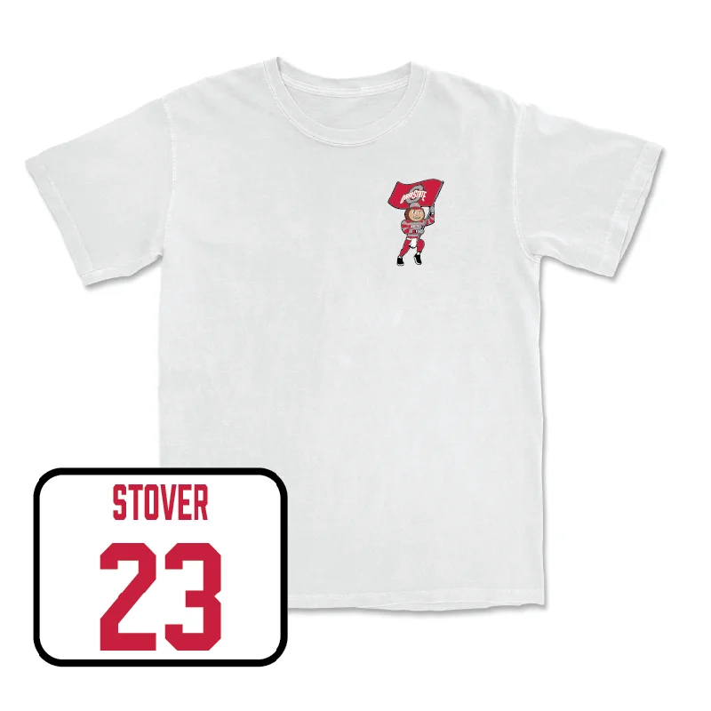 Football Jersey With Custom Colors-Football White Brutus Comfort Colors Tee  - Garrett Stover