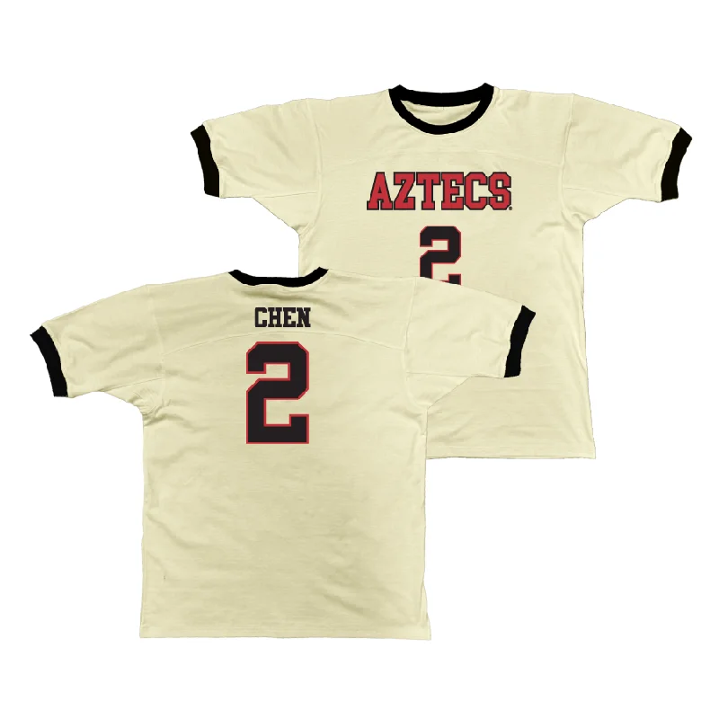 Basketball Jersey For Tournament Winners-SDSU Retro Ringer Tee - Ellie Chen