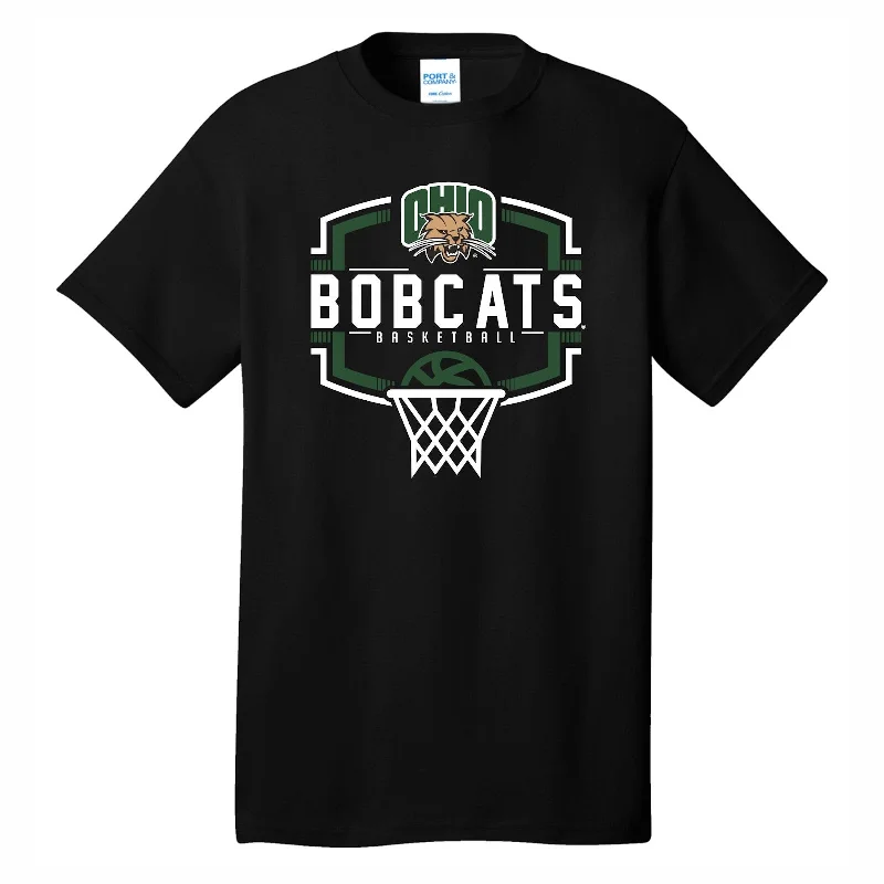 Basketball Jersey For Memorializing Team Achievements-Ohio Bobcats Basketball Hoop Attack Cat T-Shirt