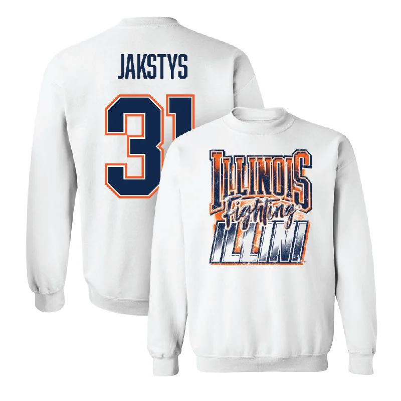 Basketball Jersey For Special Event Customization-White Illinois Graphic Crew  - Jason Jakstys