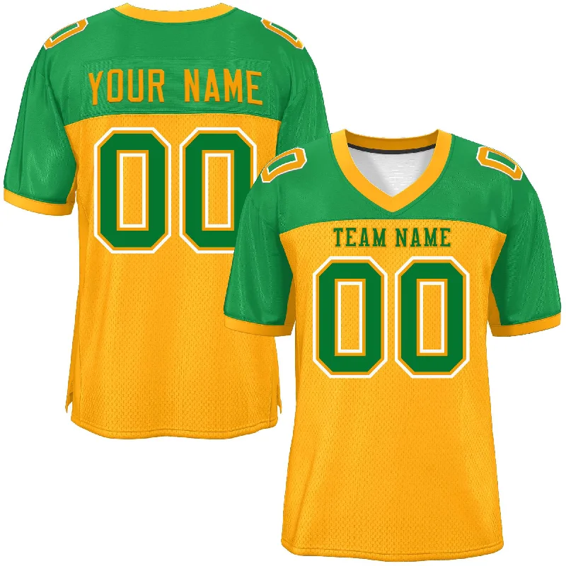 Personalized Football Jersey For School Fundraisers-Custom Yellow-Kelly Green Raglan Sleeves Fashion Authentic Football Jersey