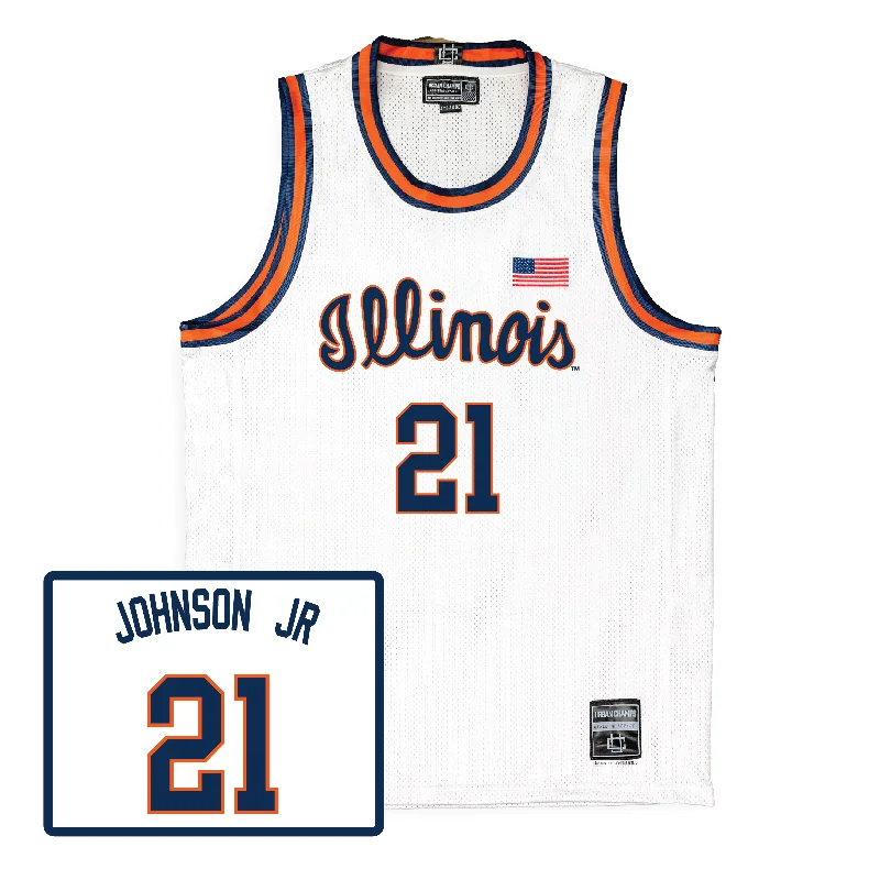 Basketball Jersey For Event Recognition-Men's Basketball White Script Jersey  - Morez Johnson Jr.