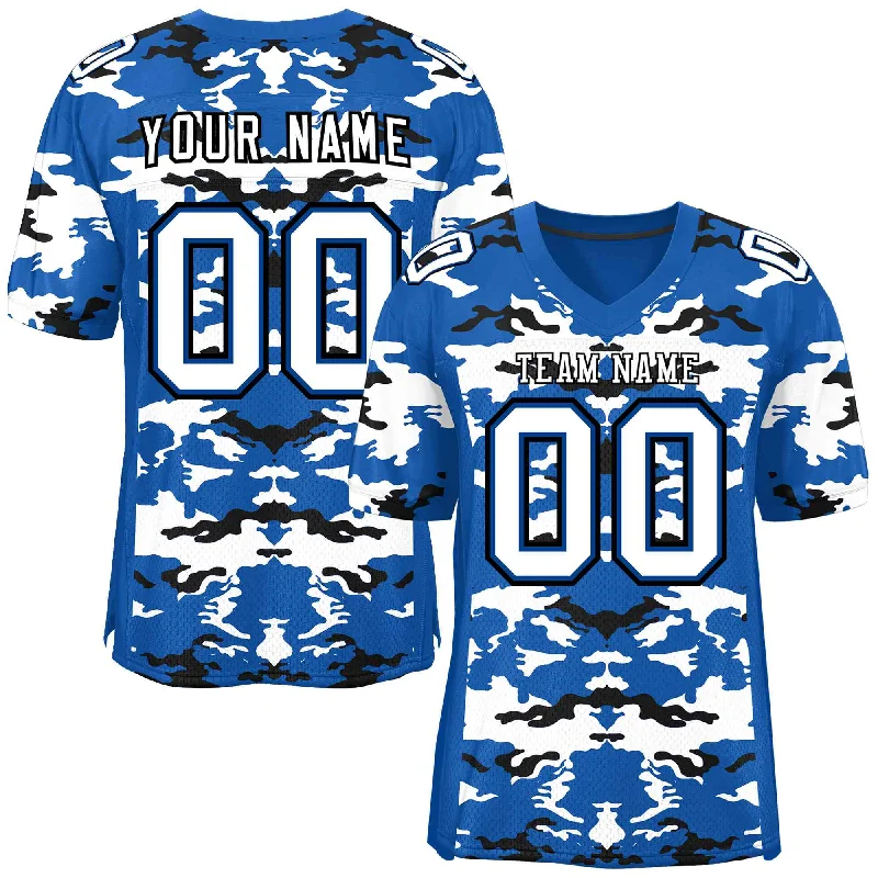 Football Jersey For Local Sports Events-Custom Royal White-Black Personalized Camo Authentic Football Jersey