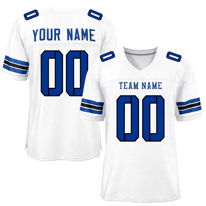 Football Jersey With Signature Player Designs-Custom White Royal-Black Classic Style Mesh Authentic Football Jersey