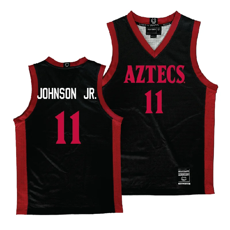 Personalized Basketball Jersey For Official School Teams-SDSU Men's Black Basketball Jersey - Demarshay Johnson Jr. #11