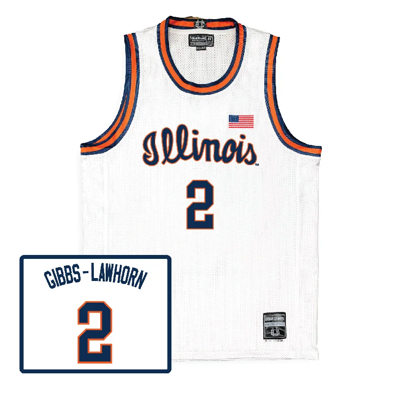 Personalized Basketball Jersey For Men-Men's Basketball White Script Jersey - Dra Gibbs-Lawhorn