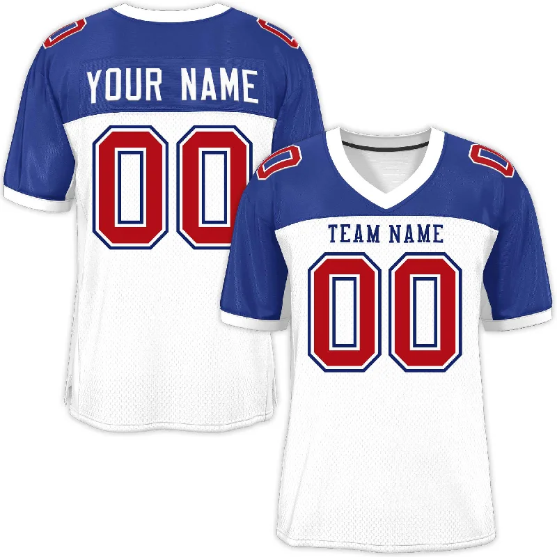 Personalized Football Jersey For Exclusive Fan Offers-Custom White-Royal Raglan Sleeves Fashion Authentic Football Jersey