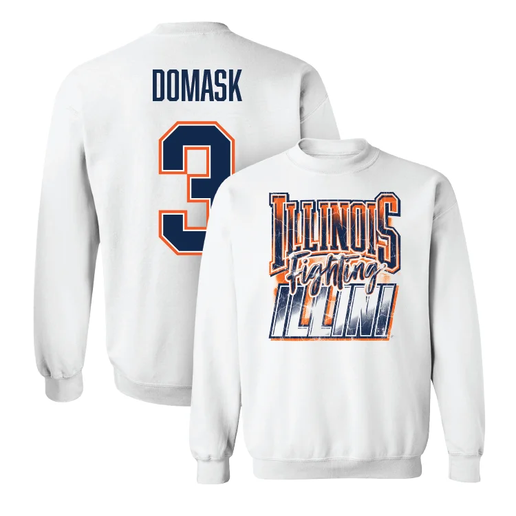 Basketball Jersey With Custom Text & Logo-White Illinois Graphic Crew - Marcus Domask #3