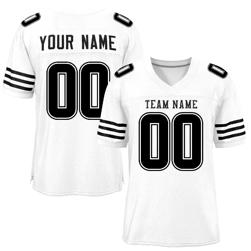 Football Jersey With Player Numbers & Designs-Custom White Black Classic Style Mesh Authentic Football Jersey