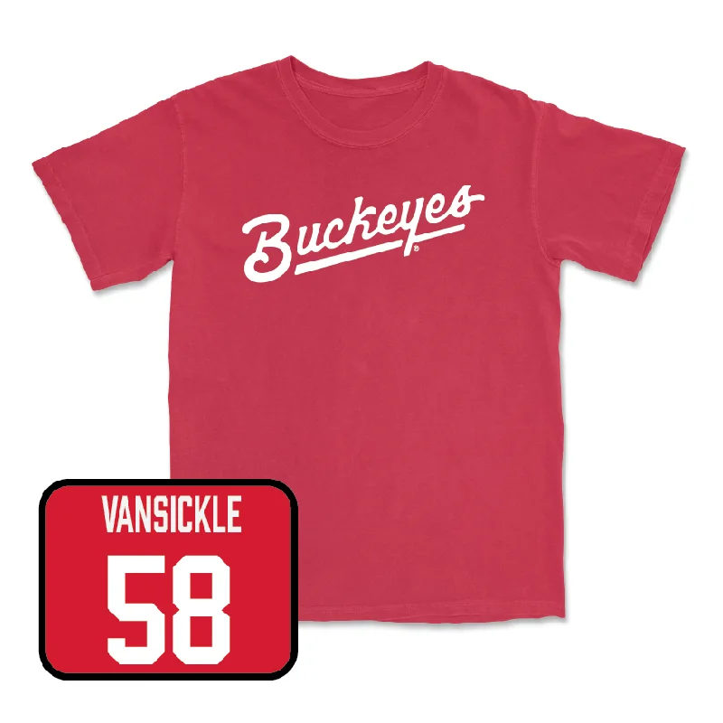 Personalized Football Jersey For Adult Teams-Red Football Script Tee   - Gabe VanSickle