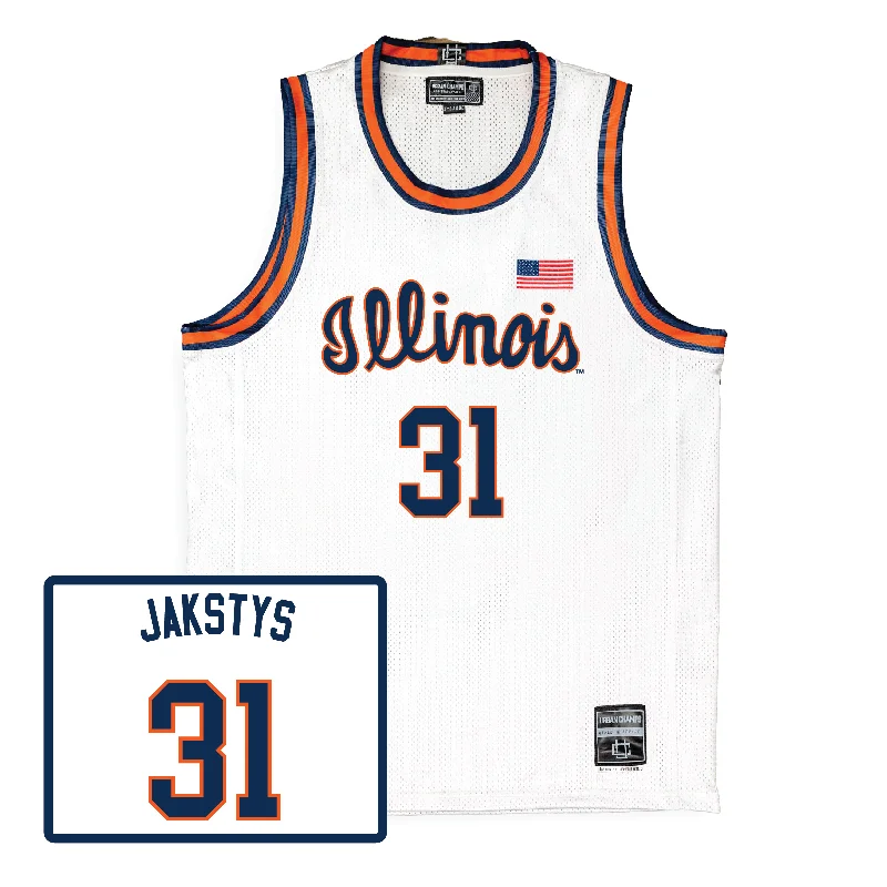 Personalized Basketball Jersey For Team Collaboration-Men's Basketball White Script Jersey  - Jason Jakstys