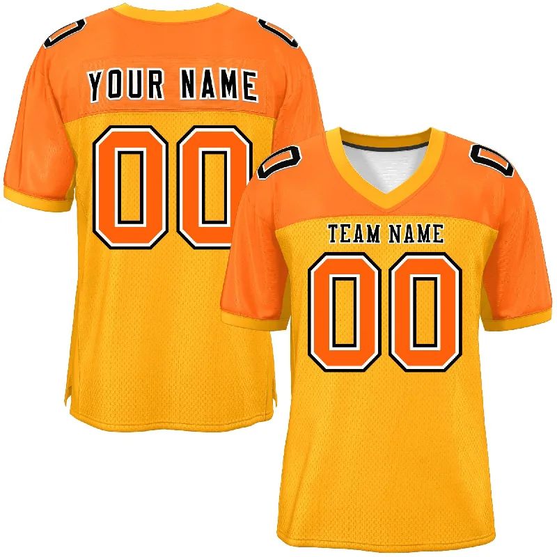 Football Jersey For Major Event Participants-Custom Yellow-Orange Raglan Sleeves Fashion Authentic Football Jersey