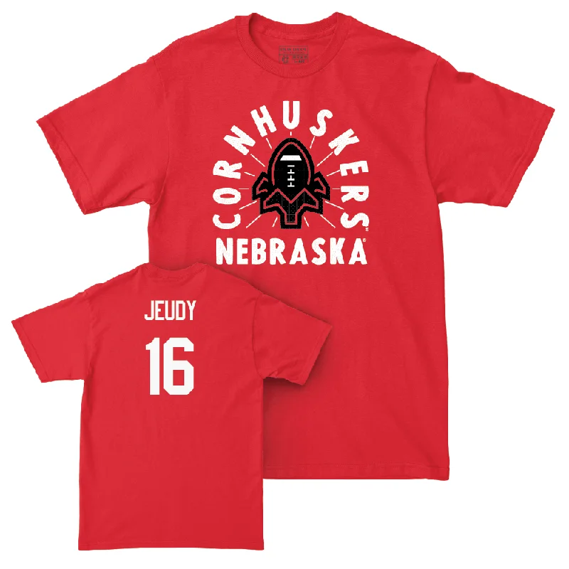 Personalized Football Jersey For Exclusive Fan Offers-Red Football Cornhuskers Tee  - Elijah Jeudy