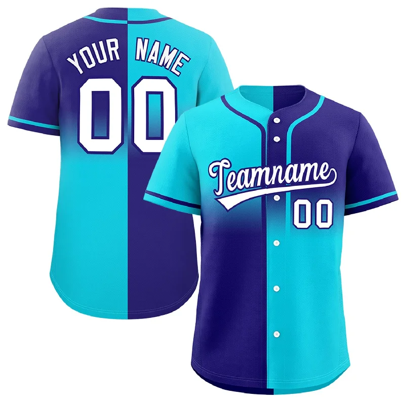 Custom Baseball Jersey For Youth Teams-Custom Sky Blue Purple Personalized Symmetrical Gradient Design Authentic Baseball Jersey