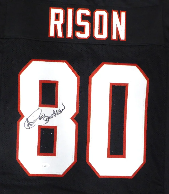 Rugby Helmet For Local Rugby Clubs-Atlanta Falcons Andre Rison Autographed Black Jersey "Bad Moon" JSA #WA260115