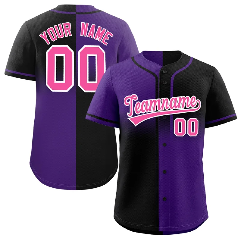 Baseball Jersey For Local Tournaments-Custom Black Purple Personalized Symmetrical Gradient Design Authentic Baseball Jersey