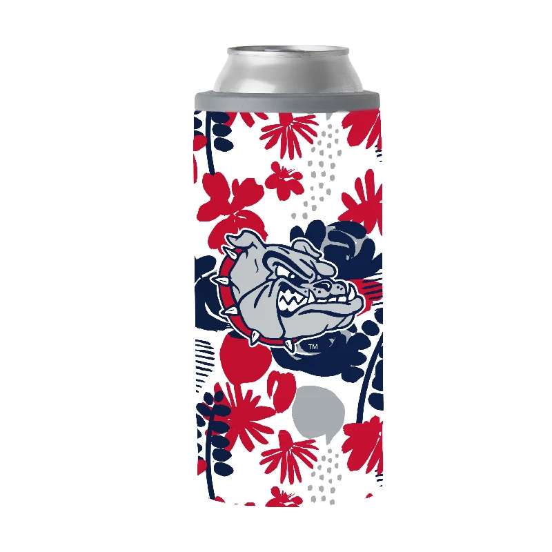 Custom Team Mug For Rugby Teams-Gonzaga 12oz Floral Slim Can Coolie