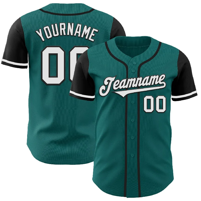 Personalized Baseball Jersey For Prize Distribution-Custom Teal White-Black Authentic Two Tone Baseball Jersey