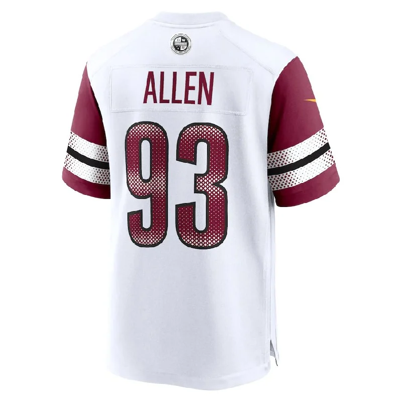 Rugby Jersey With Embroidered Player Numbers-W.Commanders #93 Jonathan Allen  White Game Jersey Stitched American Football Jerseys