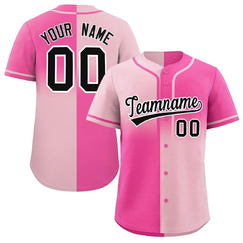 Custom Baseball Jersey For Team Competitions-Custom Pink Light Pink Personalized Symmetrical Gradient Design Authentic Baseball Jersey