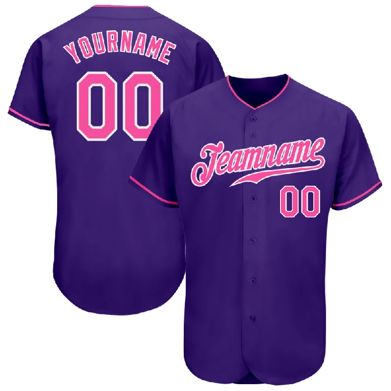 Personalized Baseball Jersey For Official Recognition-Custom Purple Pink-White Authentic Baseball Jersey