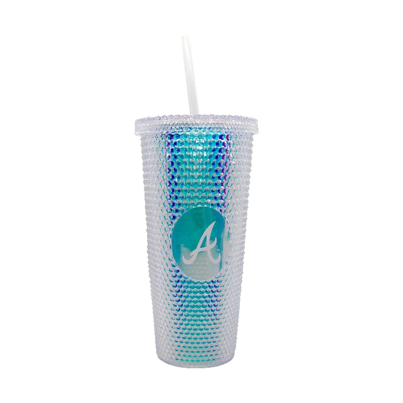 Custom Team Mug For Sports Merchandise-Atlanta Braves 24oz Iridescent Studded Tumbler