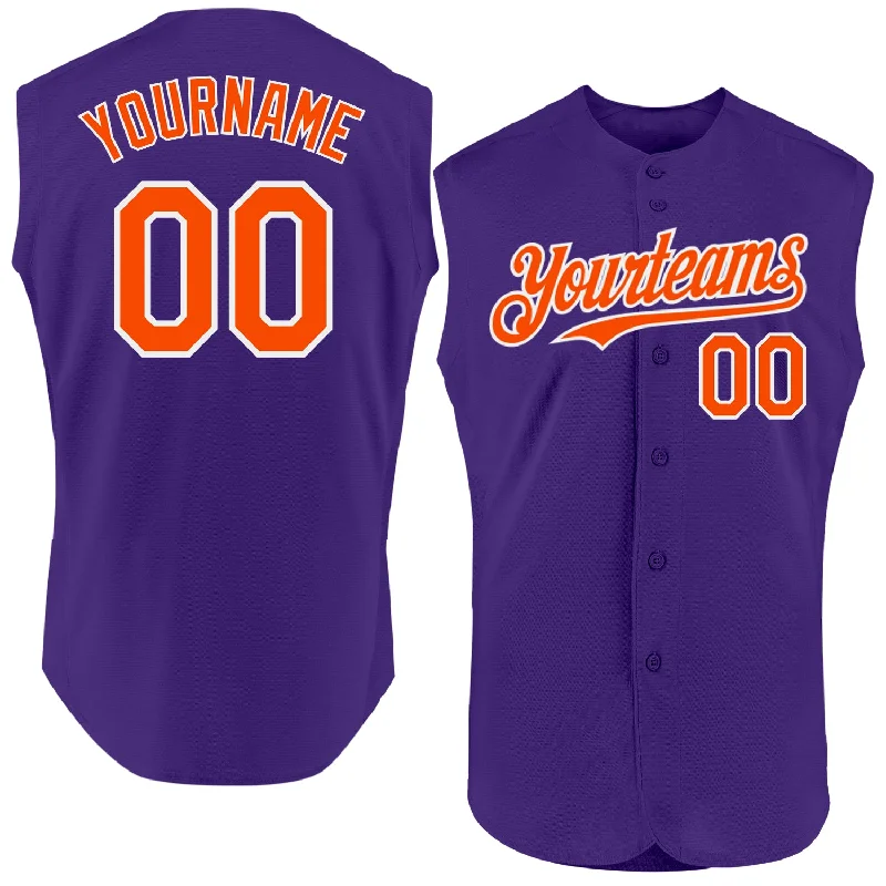 Custom Baseball Jersey For Player Recognition-Custom Purple Orange-White Authentic Sleeveless Baseball Jersey