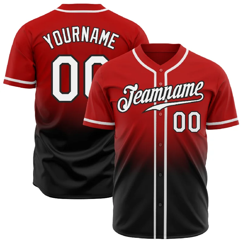 Custom Baseball Jersey For Special Teams Merchandise-Custom Red White-Black Authentic Fade Fashion Baseball Jersey