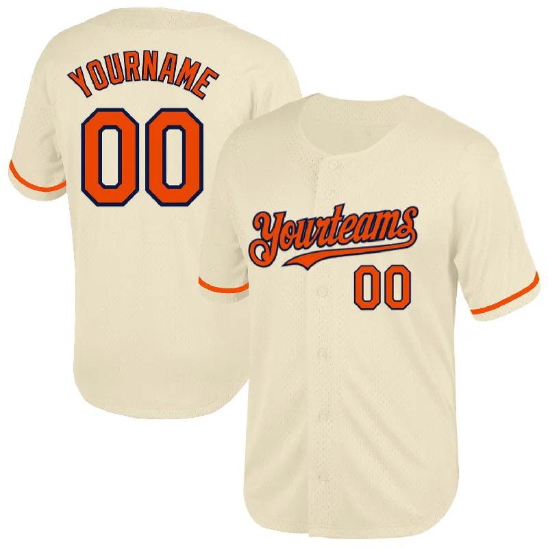 Personalized Baseball Jersey For Event Winners-Custom Cream Orange-Navy Mesh Authentic Throwback Baseball Jersey