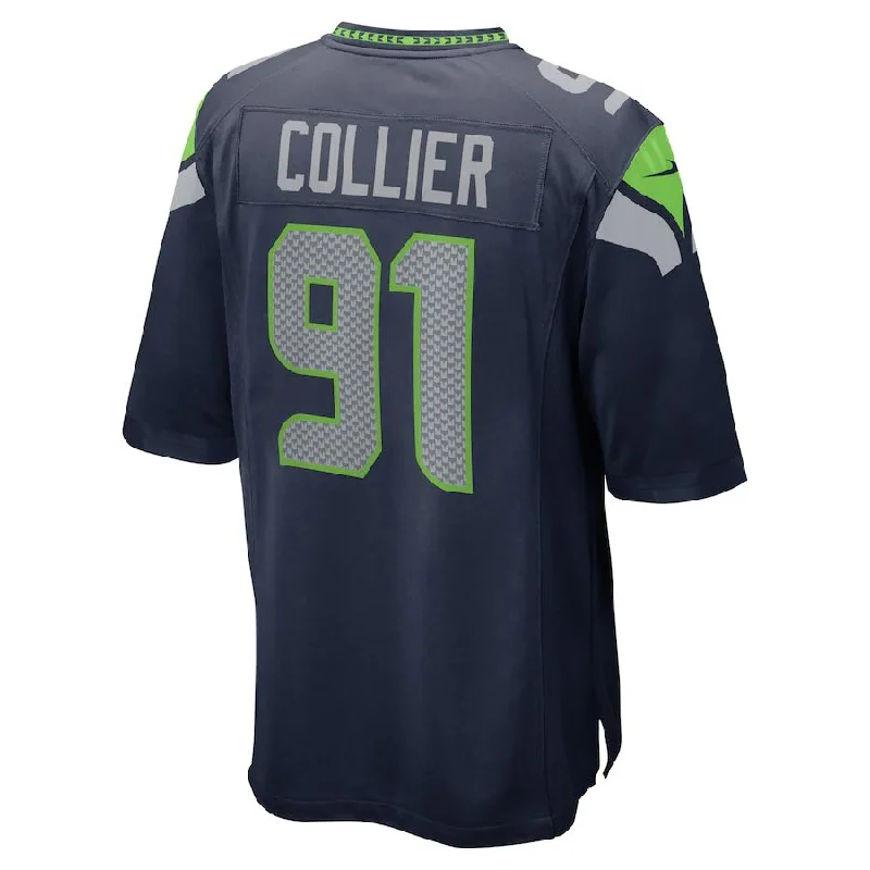 Custom Rugby Jersey For Leagues-S.Seahawks #91 L.J. Collier College Navy Game Jersey Stitched American Football Jerseys