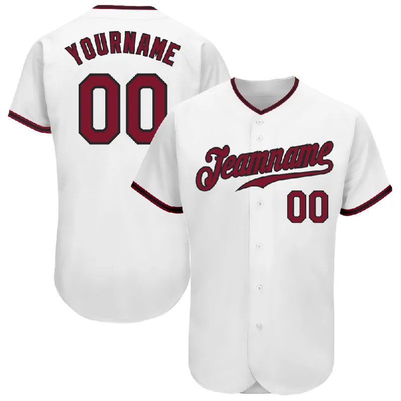 Baseball Jersey For Special Event Customization-Custom White Crimson-Black Authentic Baseball Jersey