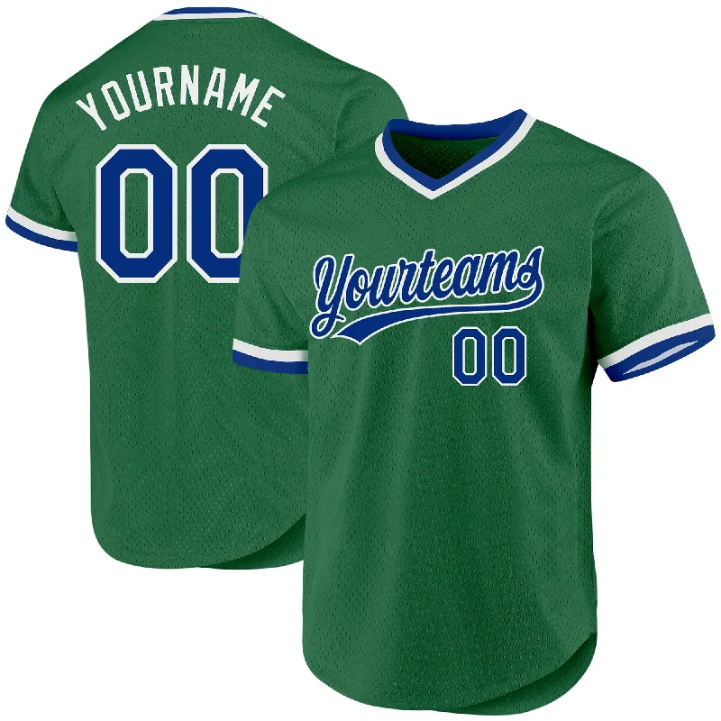 Custom Baseball Jersey For Sporting Achievements-Custom Kelly Green Royal-White Authentic Throwback Baseball Jersey