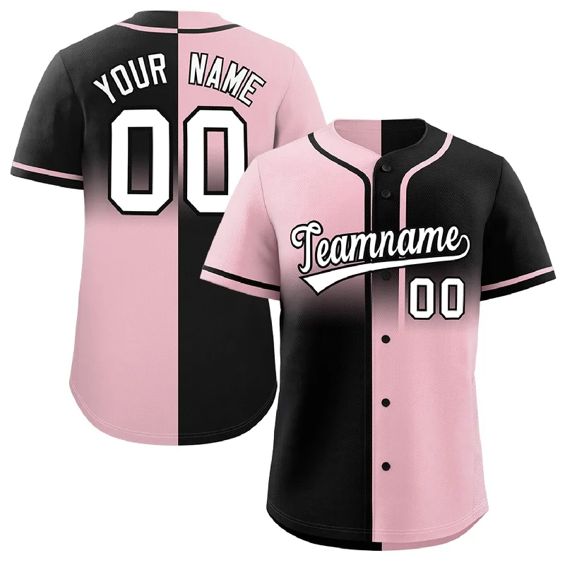 Custom Baseball Jersey For Fundraising-Custom Black Light Pink Personalized Symmetrical Gradient Design Authentic Baseball Jersey