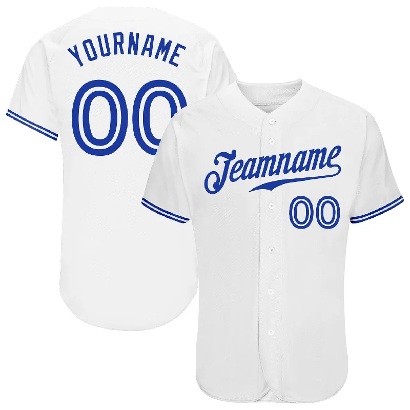 Personalized Baseball Jersey For High School Rivalries-Custom White Royal Authentic Baseball Jersey