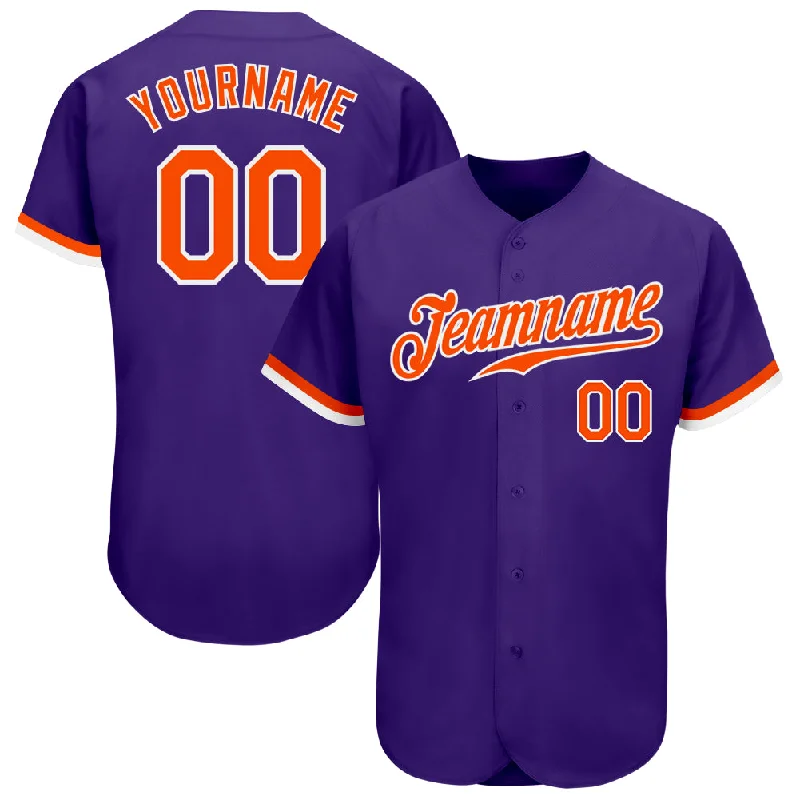 Custom Baseball Jersey For Professional Teams-Custom Purple Orange-White Authentic Baseball Jersey